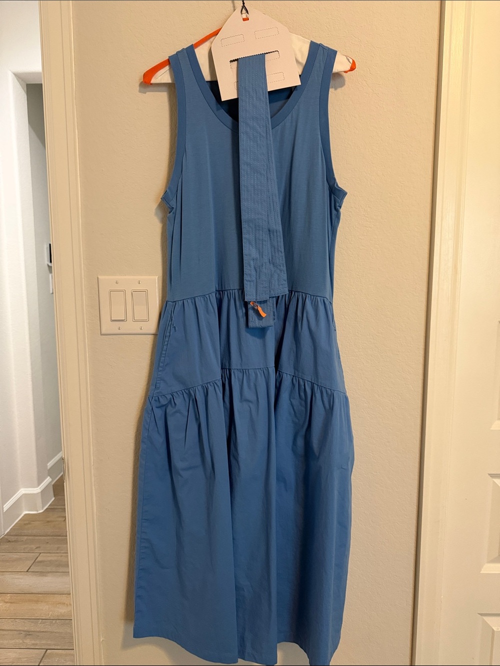 Draper James Sky Blue Sleeveless Tiered Maxi Dress